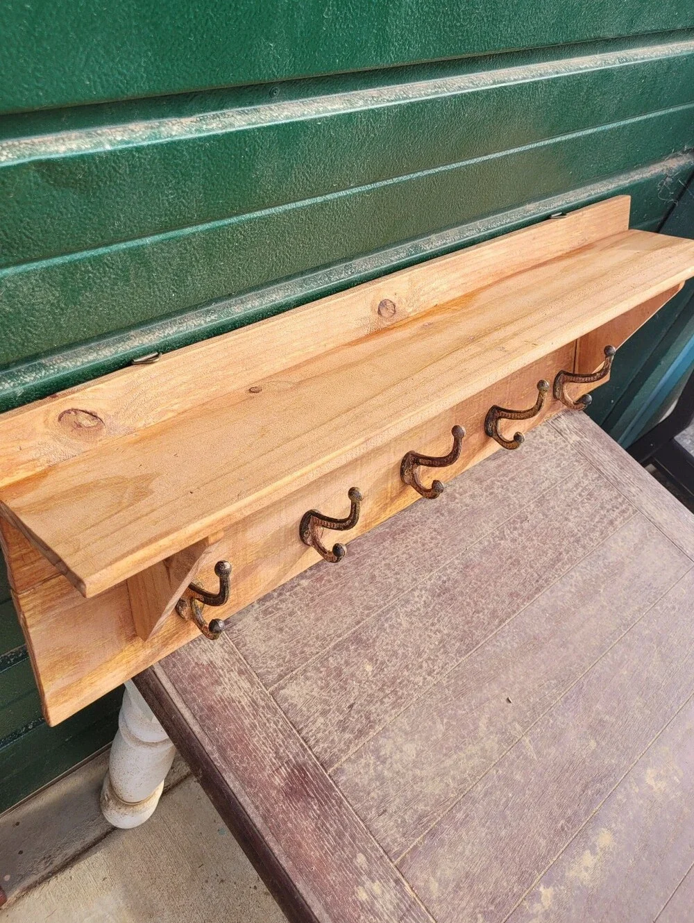 Handcrafted Rustic Farmhouse Wall-Mounted Coat Rack with Integrated Shelf